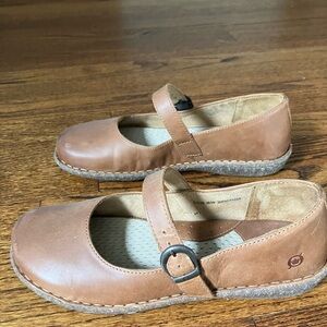 Born Maple Brown Leather Mary Jane Flats